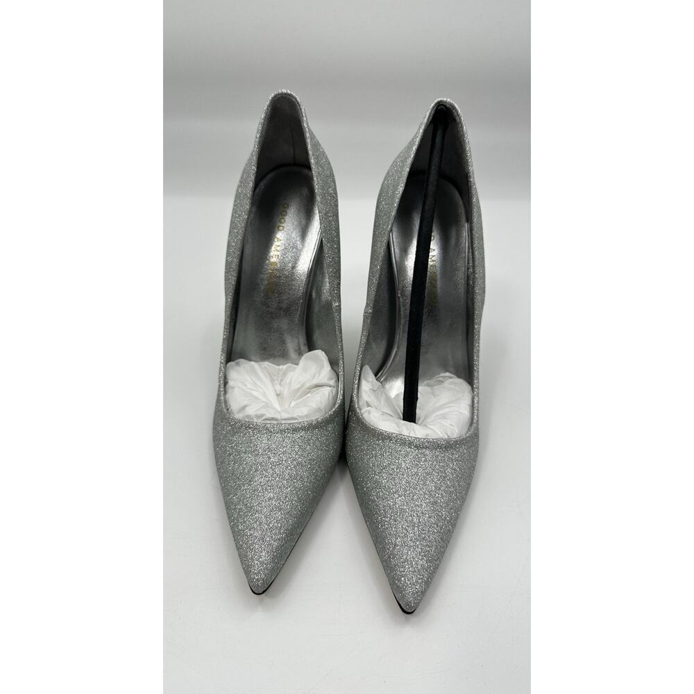 Good American Emma Silver Glitter Pumps Heels Women’s 8.5 Pointed Toe - Picture 10 of 16